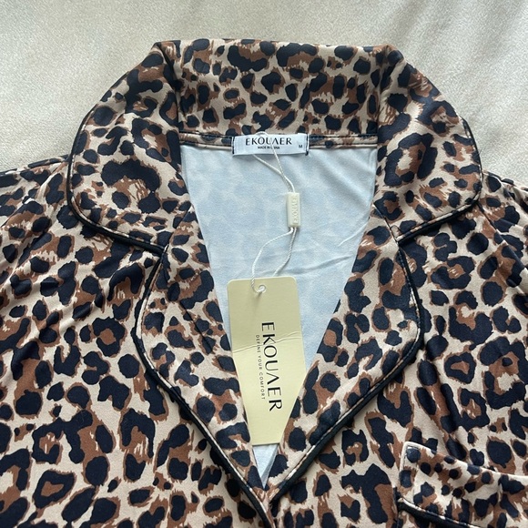Amazon Ekouaer nwt leopard print rayon pajama set - Picture 3 of 11